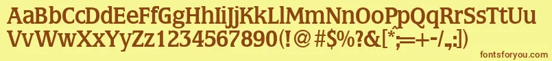 フォントMarlondbNormal – 茶色の文字が黄色の背景にあります。