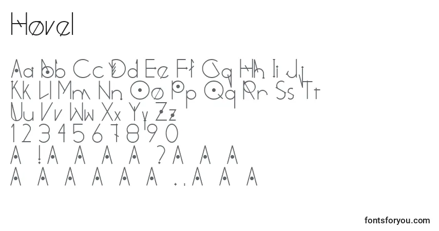 Fuente Hovel - alfabeto, números, caracteres especiales