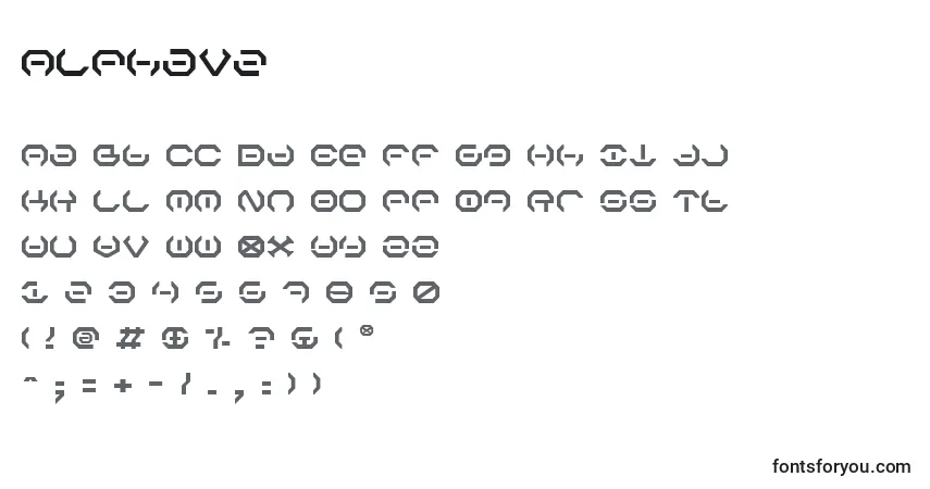 Czcionka Alphav2 – alfabet, cyfry, specjalne znaki