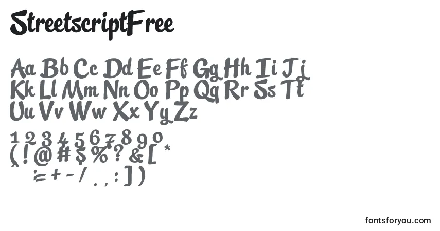 StreetscriptFreeフォント–アルファベット、数字、特殊文字