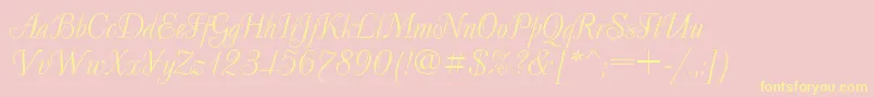 DecorCyr Font – Yellow Fonts on Pink Background