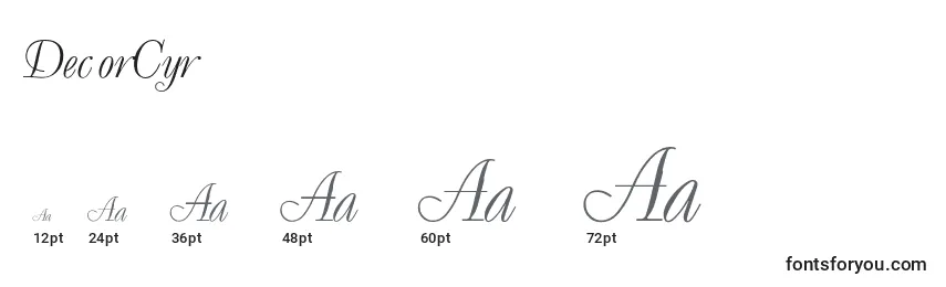 DecorCyr Font Sizes