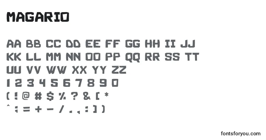 A fonte Magario – alfabeto, números, caracteres especiais