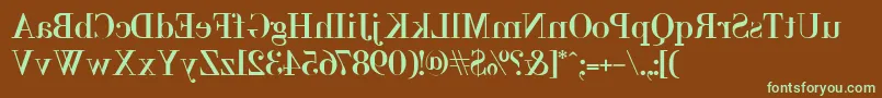 フォントBackbod – 緑色の文字が茶色の背景にあります。