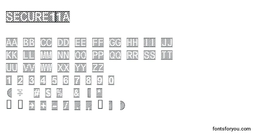 Czcionka Secure11a – alfabet, cyfry, specjalne znaki