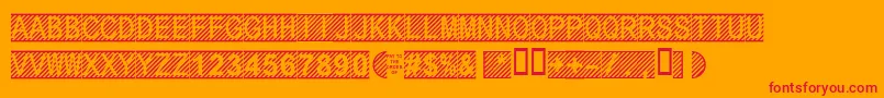 Secure11a-Schriftart – Rote Schriften auf orangefarbenem Hintergrund