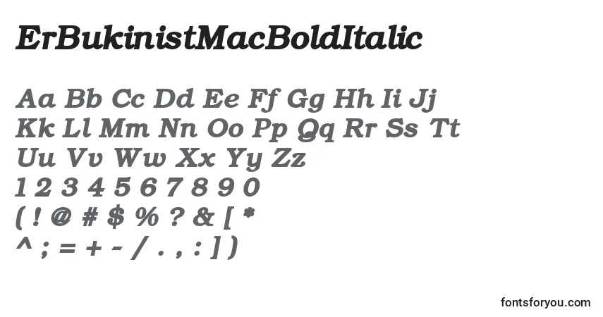 Шрифт ErBukinistMacBoldItalic – алфавит, цифры, специальные символы