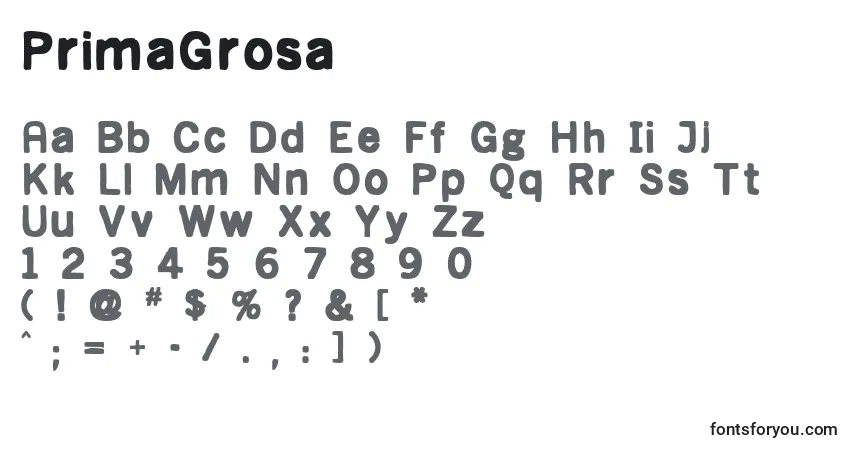 Czcionka PrimaGrosa – alfabet, cyfry, specjalne znaki