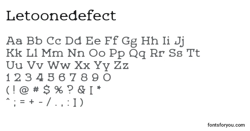 Шрифт Letoonedefect – алфавит, цифры, специальные символы