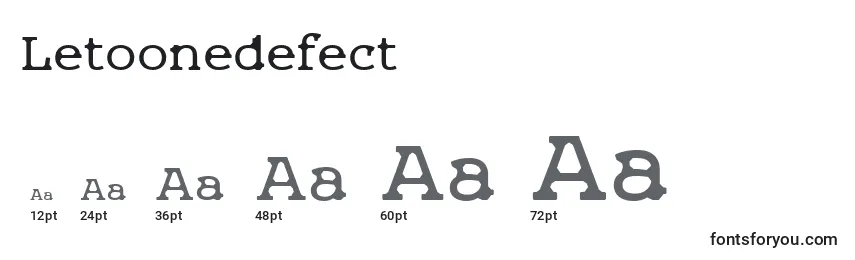 Размеры шрифта Letoonedefect