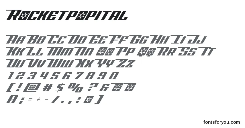 Schriftart Rocketpopital – Alphabet, Zahlen, spezielle Symbole