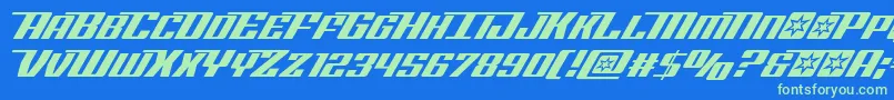 Rocketpopital Font – Green Fonts on Blue Background