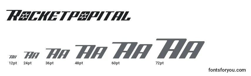 sizes of rocketpopital font, rocketpopital sizes