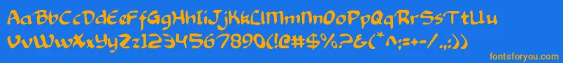 Knight2 Font – Orange Fonts on Blue Background