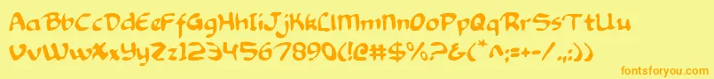 フォントKnight2 – オレンジの文字が黄色の背景にあります。