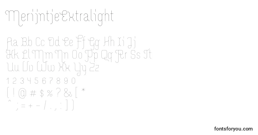 MerijntjeExtralight-fontti – aakkoset, numerot, erikoismerkit