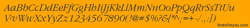 Garrymondrian3Lightitalicsh-Schriftart – Schwarze Schriften auf orangefarbenem Hintergrund