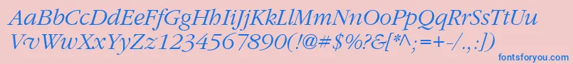 フォントGarrymondrian3Lightitalicsh – ピンクの背景に青い文字