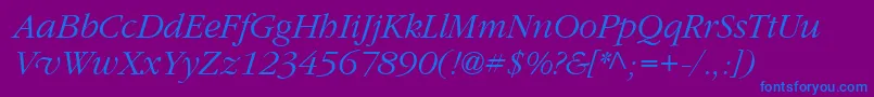 フォントGarrymondrian3Lightitalicsh – 紫色の背景に青い文字