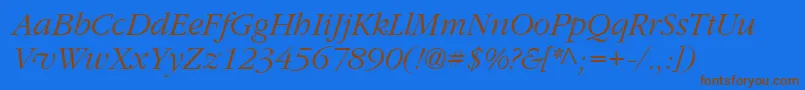 Garrymondrian3Lightitalicsh-Schriftart – Braune Schriften auf blauem Hintergrund