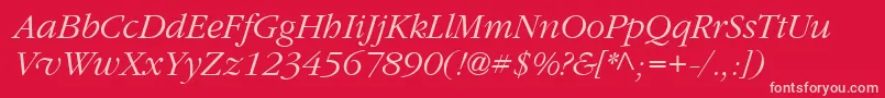 Garrymondrian3Lightitalicsh-fontti – vaaleanpunaiset fontit punaisella taustalla