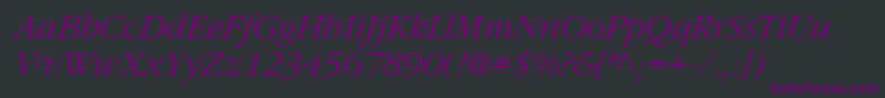 Шрифт Garrymondrian3Lightitalicsh – фиолетовые шрифты на чёрном фоне