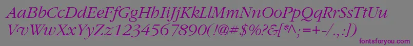 Шрифт Garrymondrian3Lightitalicsh – фиолетовые шрифты на сером фоне