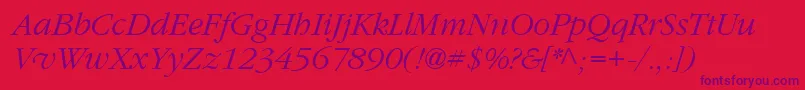 Garrymondrian3Lightitalicsh Font – Purple Fonts on Red Background