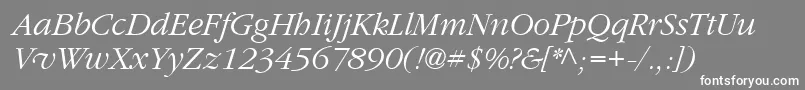 フォントGarrymondrian3Lightitalicsh – 灰色の背景に白い文字