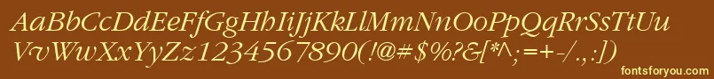 Garrymondrian3Lightitalicsh Font – Yellow Fonts on Brown Background