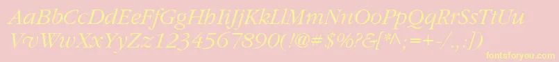 Garrymondrian3Lightitalicsh Font – Yellow Fonts on Pink Background