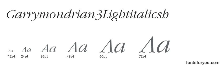 Garrymondrian3Lightitalicsh Font Sizes