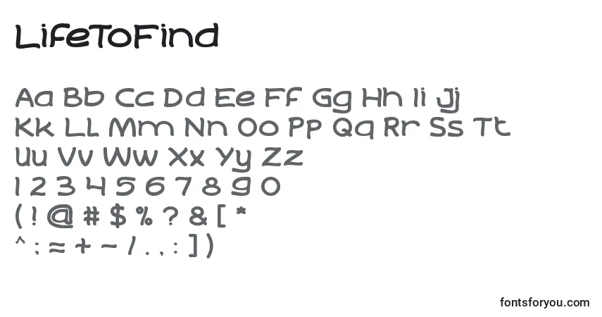 Fuente LifeToFind - alfabeto, números, caracteres especiales