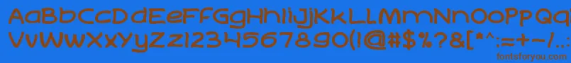 フォントLifeToFind – 茶色の文字が青い背景にあります。