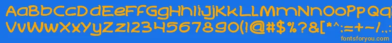 フォントLifeToFind – オレンジ色の文字が青い背景にあります。