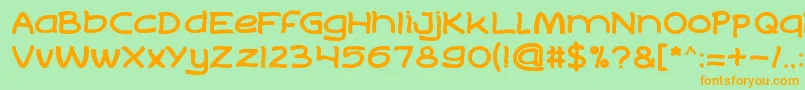 フォントLifeToFind – オレンジの文字が緑の背景にあります。