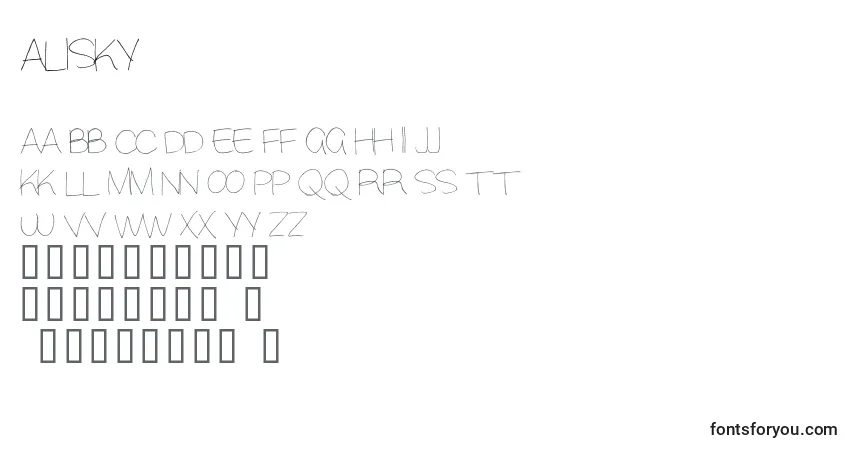 Шрифт Alisky – алфавит, цифры, специальные символы
