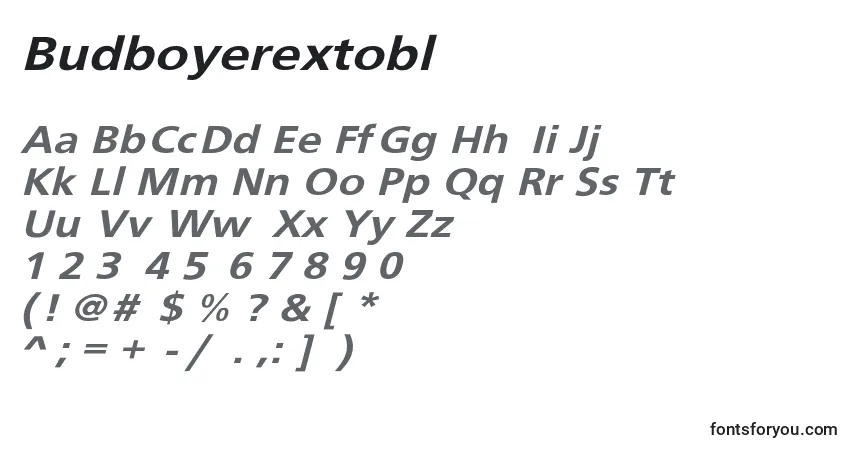 Schriftart Budboyerextobl – Alphabet, Zahlen, spezielle Symbole