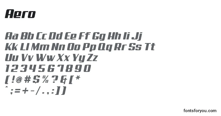 Шрифт Aero – алфавит, цифры, специальные символы