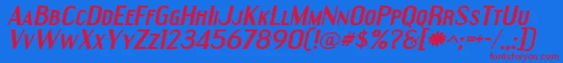 EngebrechtreExpandedBoldItalic Font – Red Fonts on Blue Background