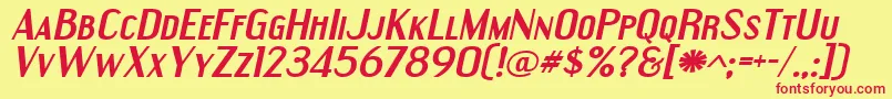 EngebrechtreExpandedBoldItalic Font – Red Fonts on Yellow Background