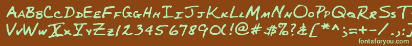 Lehn227-fontti – vihreät fontit ruskealla taustalla