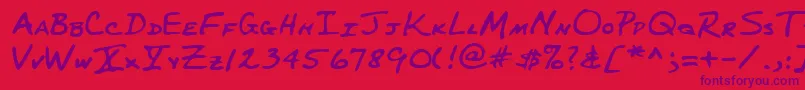 フォントLehn227 – 赤い背景に紫のフォント