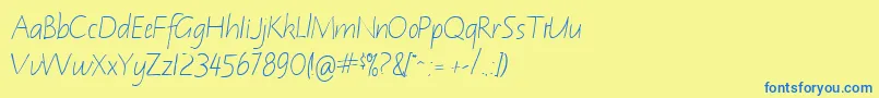 NotehandRegular Font – Blue Fonts on Yellow Background