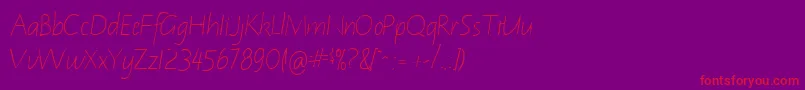 NotehandRegular Font – Red Fonts on Purple Background