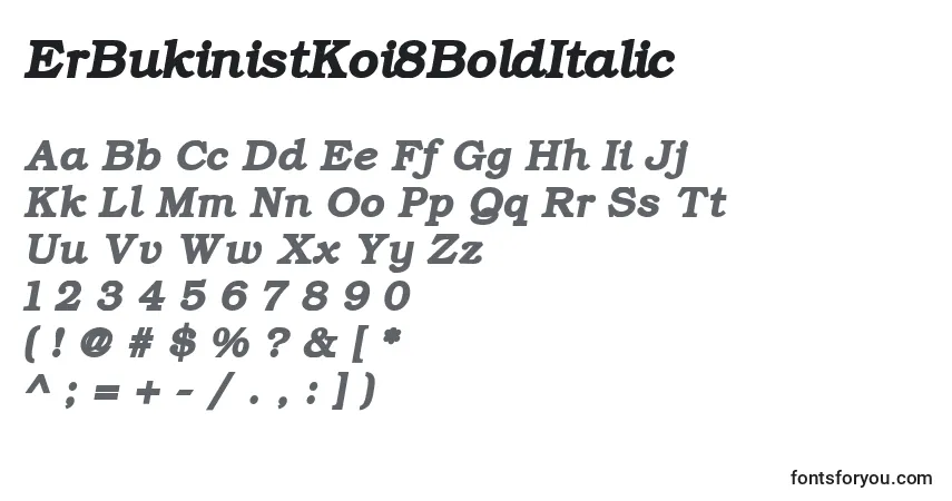 Fuente ErBukinistKoi8BoldItalic - alfabeto, números, caracteres especiales