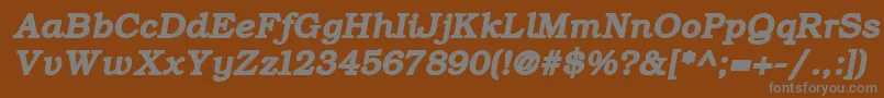 Fonte ErBukinistKoi8BoldItalic – fontes cinzas em um fundo marrom