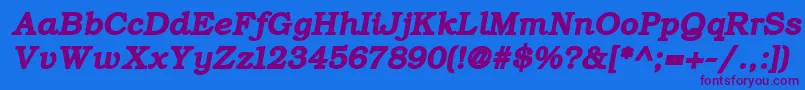 Czcionka ErBukinistKoi8BoldItalic – fioletowe czcionki na niebieskim tle