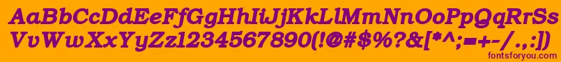 Fonte ErBukinistKoi8BoldItalic – fontes roxas em um fundo laranja