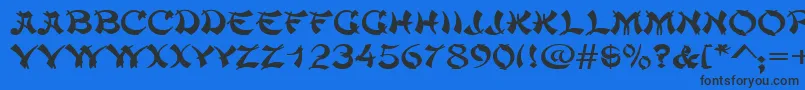 ChowmeinwideRegular-Schriftart – Schwarze Schriften auf blauem Hintergrund